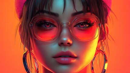 Poster - vibrant gen z style virtual influencer avatar showcasing ai generated facial features and trendy fashion elements perfect for illustrating modern digital personas and social medi trends