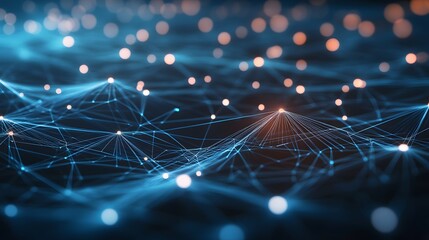 Cyber big data flow. Blockchain data fields. Network line connect stream.