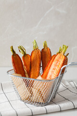 Wall Mural - Fried carrot, concept of tasty fried food