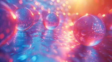 Wall Mural - abstract sphere reflection in pink and blue
