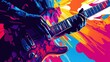 © Ali - Hand playing electric guitar, colorful background.