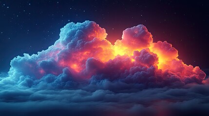 Poster - abstract cloud with geometric shapes and vibrant colors representing digital transformation in modern and colorful style
