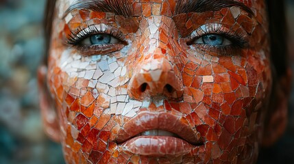 Poster - abstract glass mosaic of female face symbolizing the innovative and analytical nature of the juli programming language in dat science.image