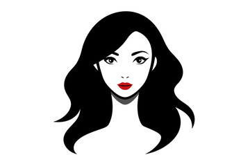 Beautiful woman face | isolated vector silhouette illustration on white background