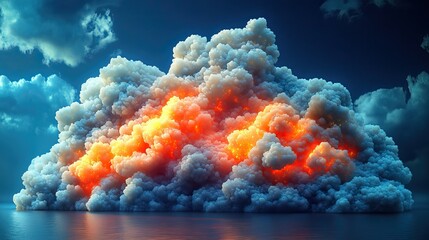 Poster - abstract representation of cloud computing with vibrant textured shapes forming cloud icons symbolizing dat storage and digital connectivity.stock image