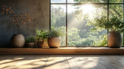 Poster - aesthetic and beautiful minimalism nature materials based wallpaper and background perfect for online meetings and video calls featuring serene and calming natural elements.stock image