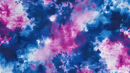 Poster - Ink Tie Dye Batik Abstract Traditional Shapes Blue Brush Strokes Pink Surreal Design Shibori Inspired Wear Tribal Fantasy Elements Contemporary Purple Patterns Vibrant Tie Dye Aesthetics
