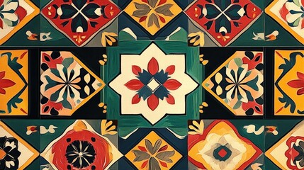 Poster - geometric pattern featuring traditional elements in textile design