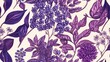 © VRVisionary - Pattern featuring purple flora including Thalictrum and ironweed Botanical illustration created with colored pencils