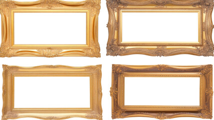 Poster - Elegant Set of Blank Decorative Art Frames on Transparent Background Generative AI
