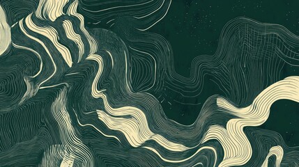 Poster - Abstract green background with line art illustration