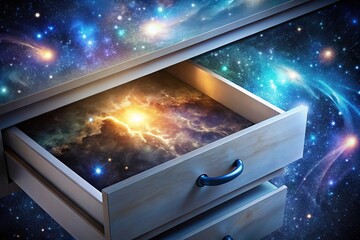 astrology concept with universe inside open drawer