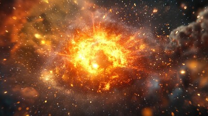 Poster - Digital 3D illustration depicting the birth of a star in a cartoon style
