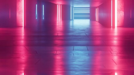 Poster - Abstract illuminated corridor 3D rendered tunnel scene