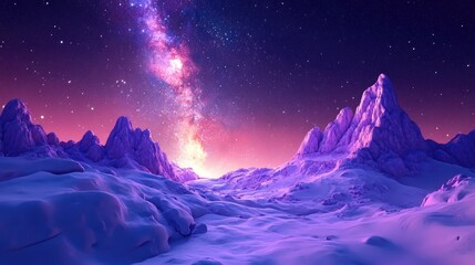 Poster - Landscape featuring the Milky Way in 3D cartoon rendering