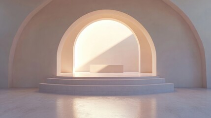 Poster - interior architecture perspective featuring an arched podium in a 3d rendering