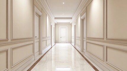 Poster - 3d rendering of an empty white corridor or hallway interior space