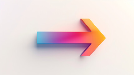 Poster - A striking gradient arrow, transitioning from blue to pink and orange, is positioned to the right on a minimalist white backdrop, suggesting dynamic motion