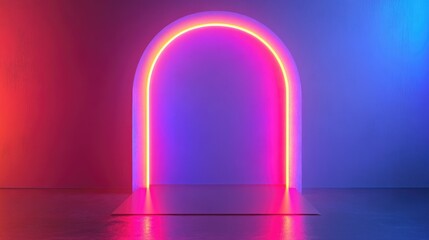 Poster - luminous display stand for showcasing and advertising technological products and gadgets abstract ne