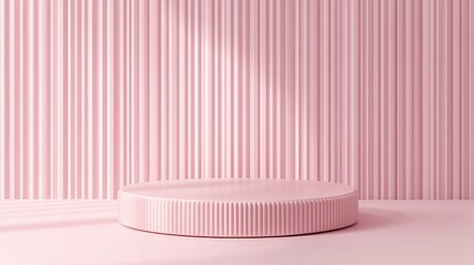 Poster - Pink product display pedestal on an empty backdrop with pastel tones 3D rendering