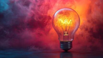 Poster - bright light bulb symbolizing creative and innovative ideas set against vibrant background representing inspiration and ingenuity in business and personal projects.image