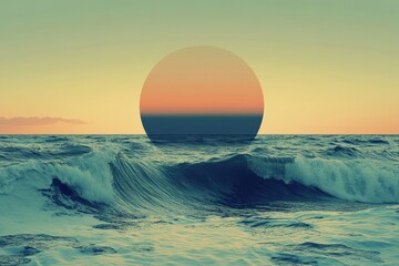 Canvas Print - the sun is setting over the ocean with waves