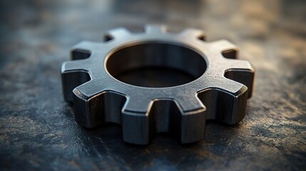 Fototapete - close up of single mechanical gear symbolizing effective process management and productivity in industrial and manufacturing settings.image