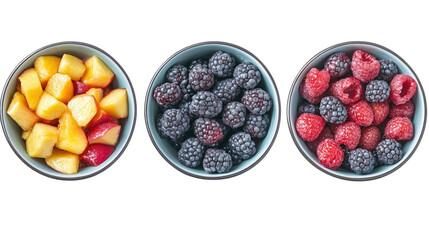 Poster - Fresh Fruit Salads in Bowls on a Transparent Background Collection Generative AI