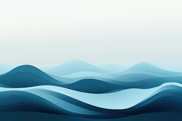 Wall Mural - a painting of blue waves on a white background