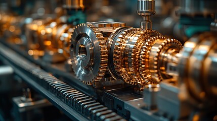 Poster - close up view of intricate robotic parts in smart factory setting showcasing advanced technology and precision engineering.stock image