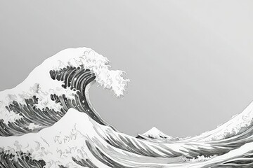 Poster - a black and white photo of a large wave