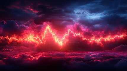 Poster - cloud based ehr systems symbolized by digital cloud with heartbeat graph representing secure accessible and efficient electronic health records.illustration