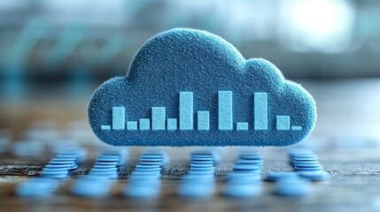 Poster - cloud icon overlaid on financial dat charts representing cloud investment and financial growth