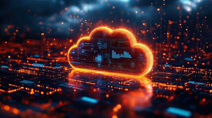 Poster - cloud icon surrounded by financial dat graphs representing cloud finance monitoring