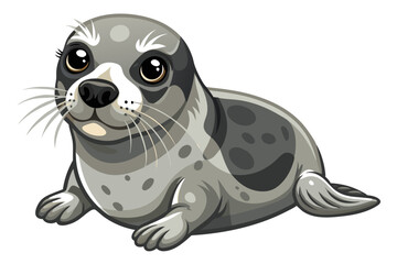 Canvas Print -  Beautiful seal lying phoca vitulina vector illustration