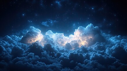 Poster - clouds illuminated in dark sky symbolize the concept of cloud integration and dat connectivity.image