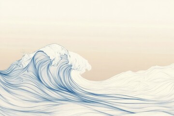 Canvas Print - a drawing of a wave in the ocean