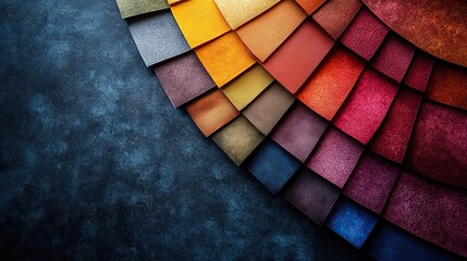 Poster - colorful material samples on dark textured background representing choices in design and creativity.image