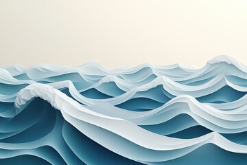 Poster - a paper cut of a wave in the ocean