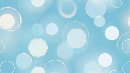 seamless pattern with light blue circles, background with bokeh