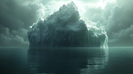 Poster - concept of an iceberg with only the tip visible above the water symbolizing the hidden and unseen aspects that lie beneath the surface.stock image