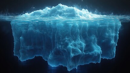 Poster - concept of an iceberg with only the tip visible above the water symbolizing the hidden and unseen aspects that lie beneath the surface.image
