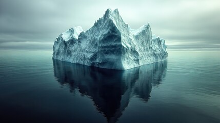 Poster - concept of an iceberg with only the tip visible above the water symbolizing the hidden and unseen aspects that lie beneath the surface