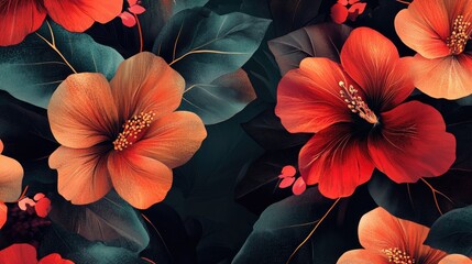 Poster - digital abstract floral patterns for textile fabrics