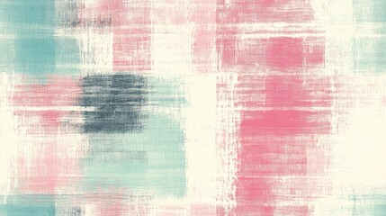 Poster - Pastel colored uneven checks and stripes with woven textures in a seamless pattern design Distressed weave fabric texture Abstract grunge background illustration with repetitive elements