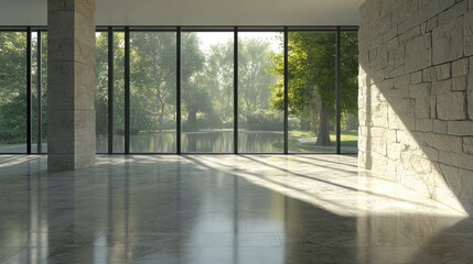 Poster - Contemporary conceptual empty room with 3D rendering