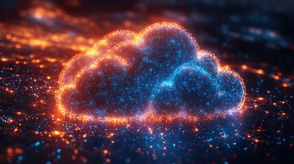Wall Mural - digital cloud and dat streams representing ai weather forecasting technology.illustration