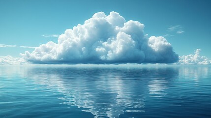 Poster - digital cloud over water symbolizing cloud computing and dat storage.stock image