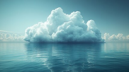 Poster - digital cloud over water symbolizing cloud computing and dat storage.illustration