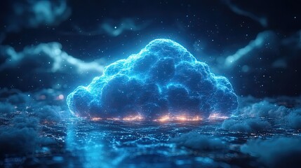 Poster - digital clouds representing cloud infrastructure and dat storage in futuristic landscape.image